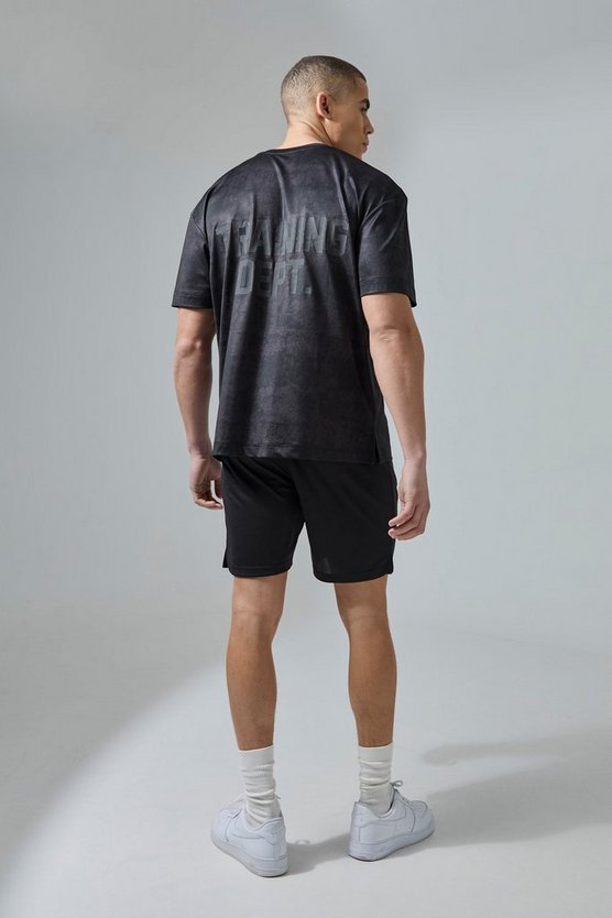 Oversize Camouflage T-Shirt mit Active Training Dept Print