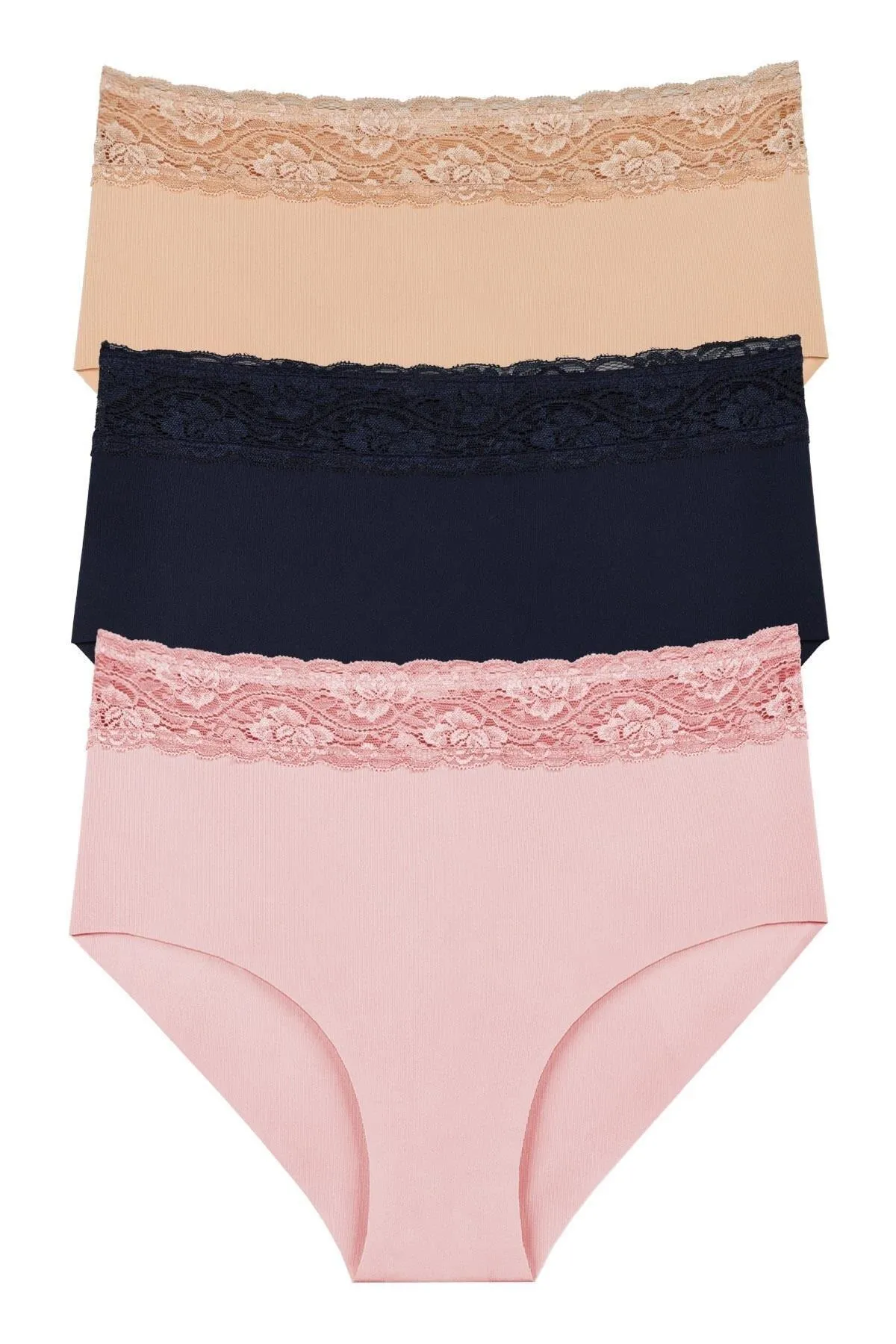 Sensu  Lasergeschnittenes 3-teiliges Höschenset aus Spitze mit hoher Taille für Damen – Kts3105