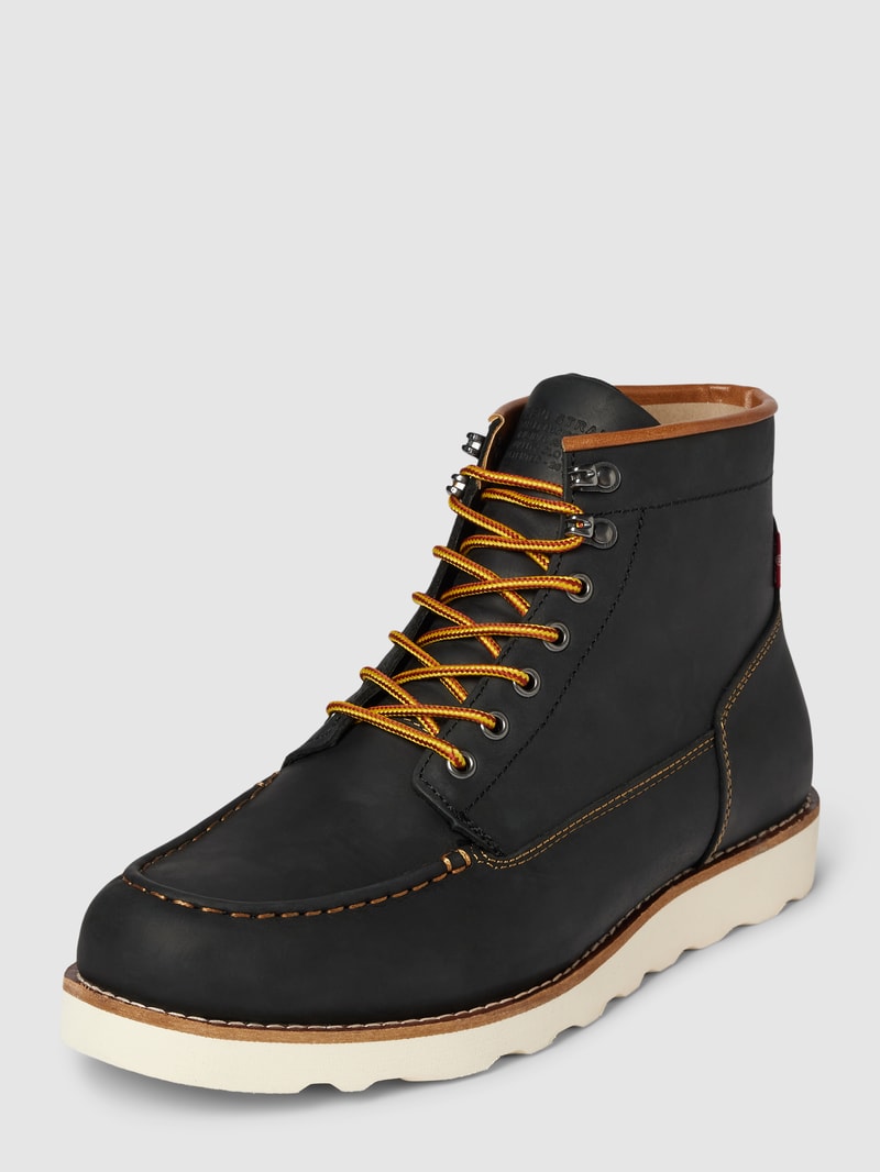 Schnürboots mit Kontrastnähten Modell 'DARROW' in schwarz