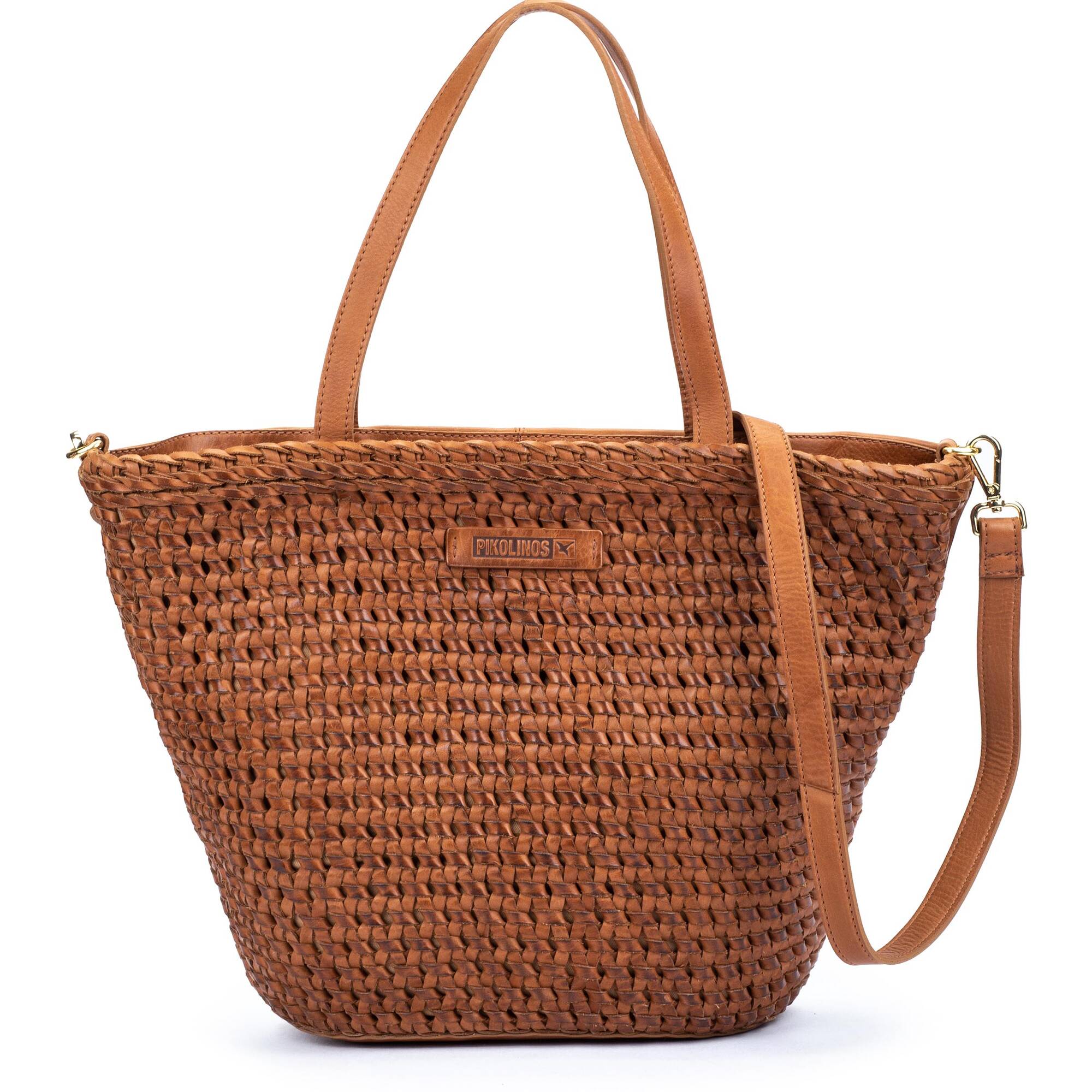 Damska torba typu tote z plecionej skóry - BRANDY