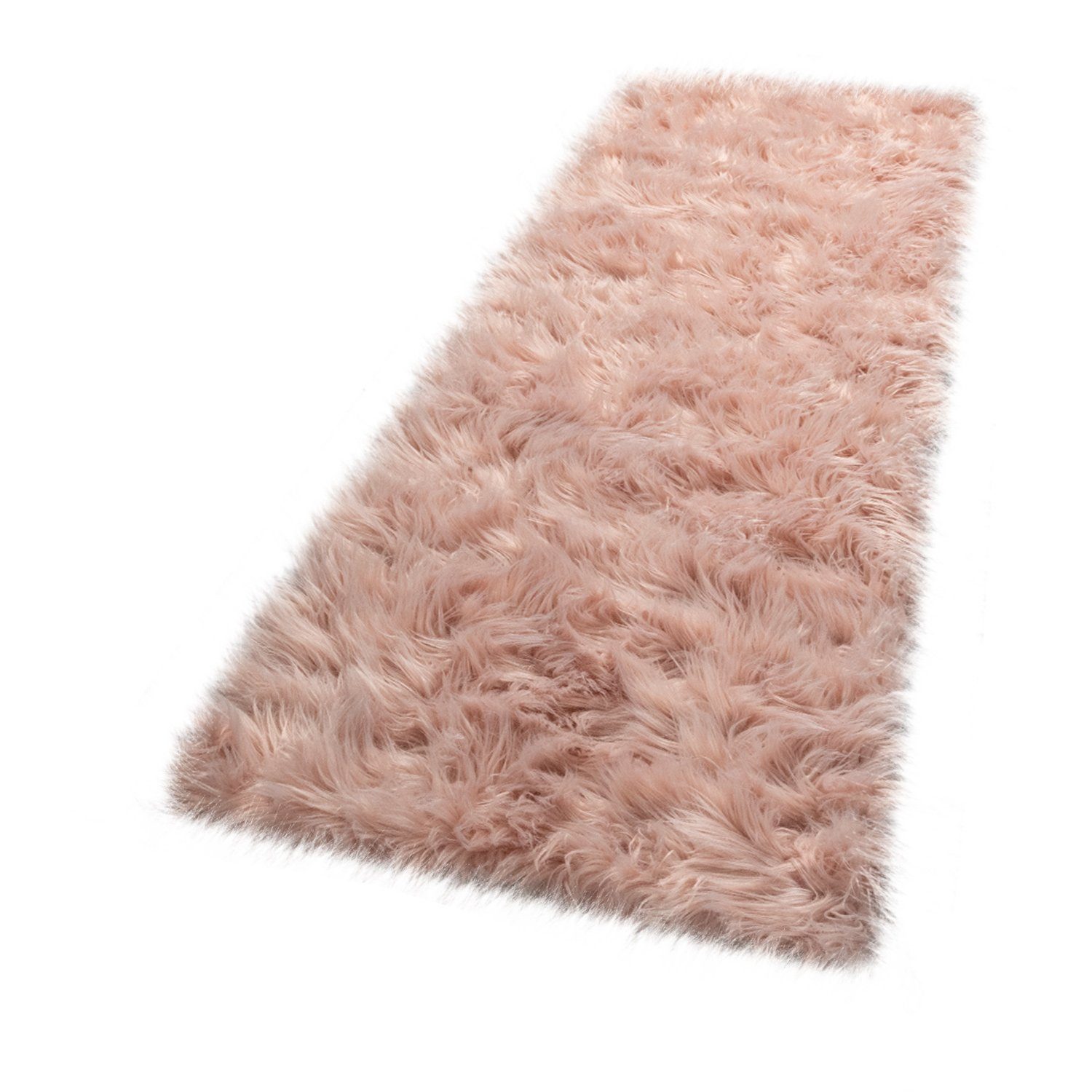 Fellteppich Wohnzimmer Hochflor Teppich Kunst-Fell Design, TT Home, rund, Höhe: 64 mm
