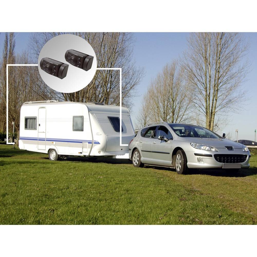 PROUSER Funk-Rückfahrvideosystem mit 2 Kameras Rückfahrkamera (2 Kameras, IR-Zusatzlicht, Abstandshilfslinien)