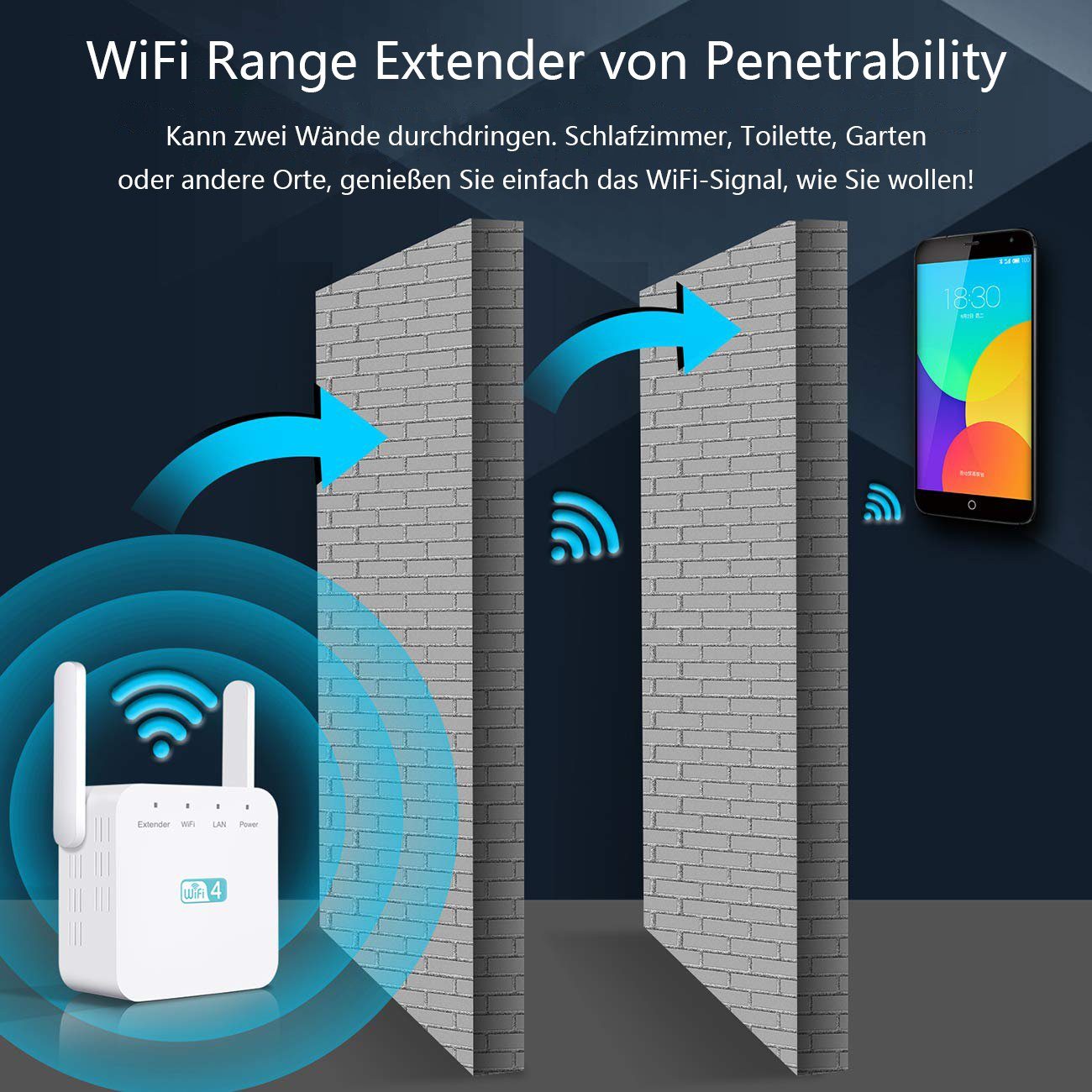 GelldG WLAN Verstärker 300 Mbit/s WLAN Repeater 2.4GHz WiFi Repeater WLAN-Repeater