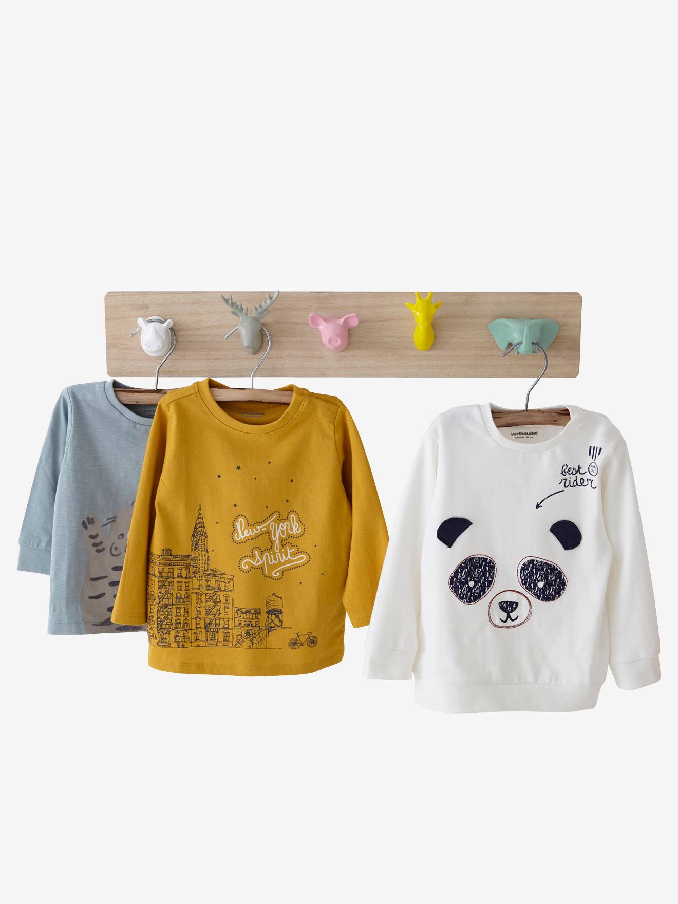 Vertbaudet Kinderzimmer Wandgarderobe, Tiere - natur/mehrfarbig