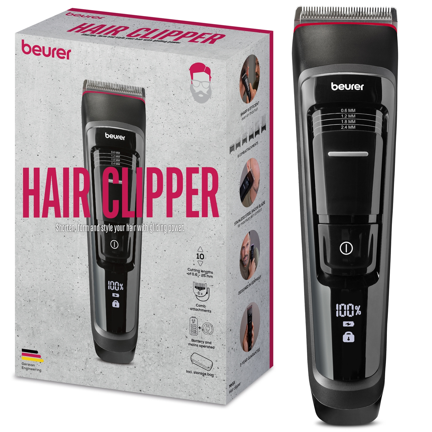Beurer Haarschneider MN5X-Mit 7 hochwertigen Aufsätzen für schnelles und individuelles Styling