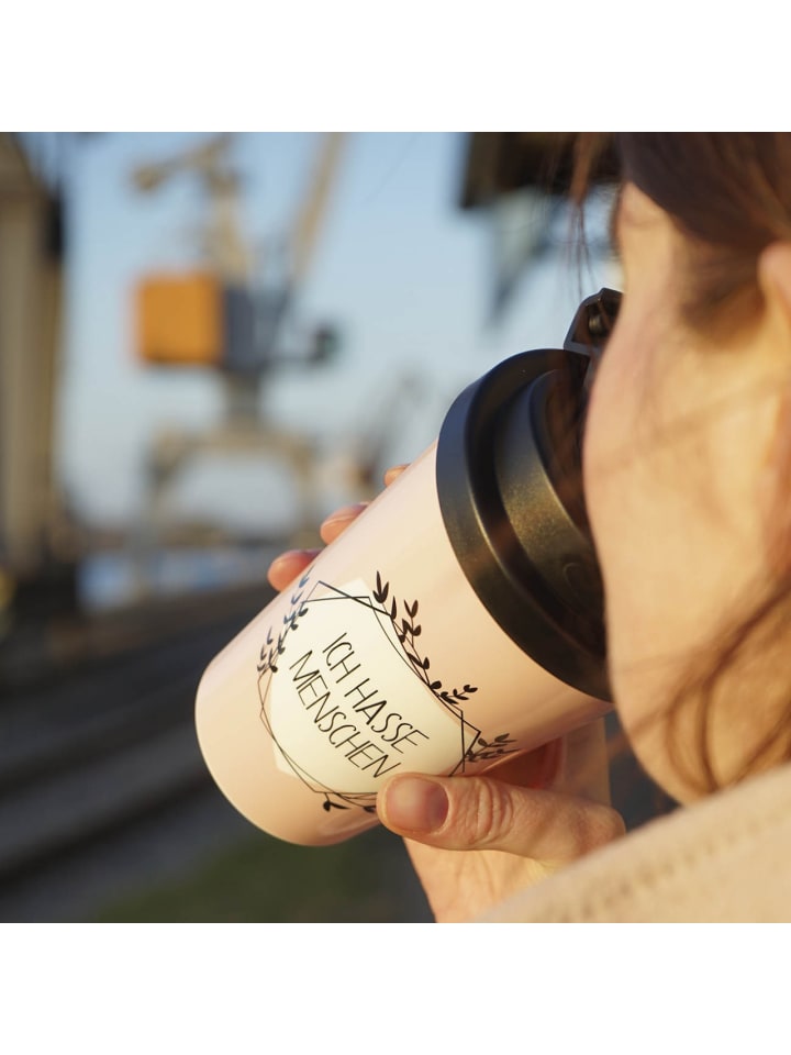 Geda Labels Coffee to go Becher Ich hasse Menschen in Rosa - 400 ml günstig kaufen onesize