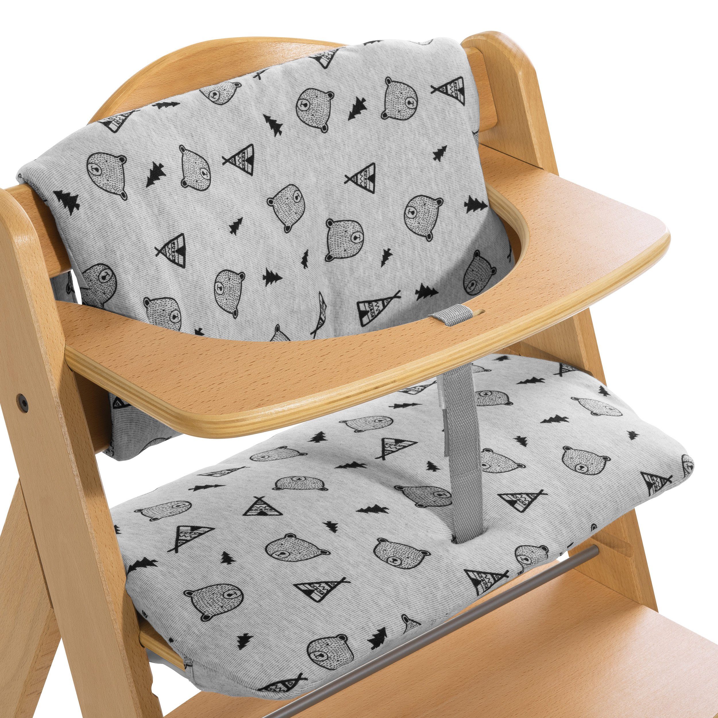 Hauck Hochstuhl Hauck Alpha Plus Natur, Mitwachsender Holz Kinderhochstuhl mit Sitzauflage höhenverstellbar