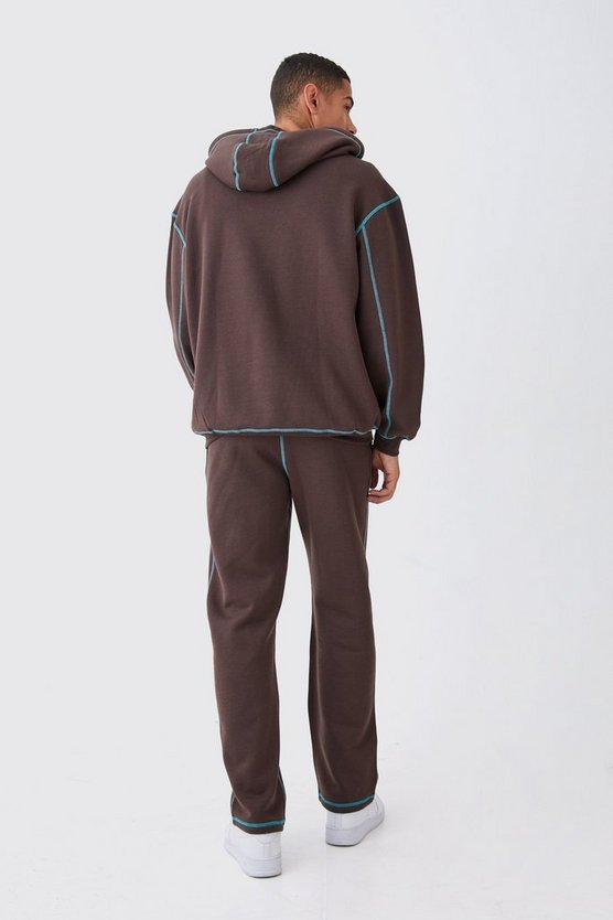 Oversize Hoodie mit Kontrast-Naht und Heat-Print