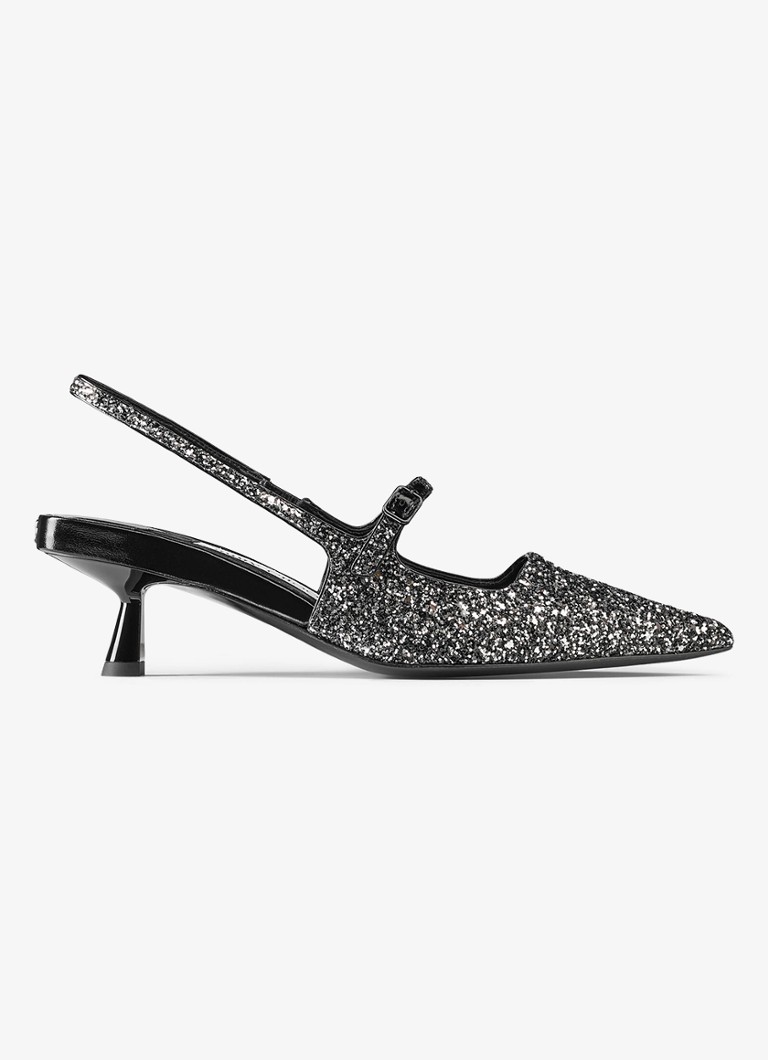 Slingback Jimmy Choo Didi 45 con glitter e dettagli in pelle di agnello
