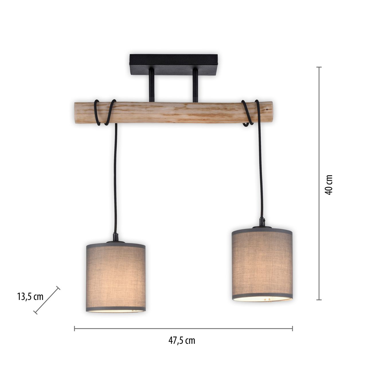 JUST LIGHT Deckenleuchte GREEN TRIBU, 2x E27/10,00Watt max., Eukalyptusholz, Taupe