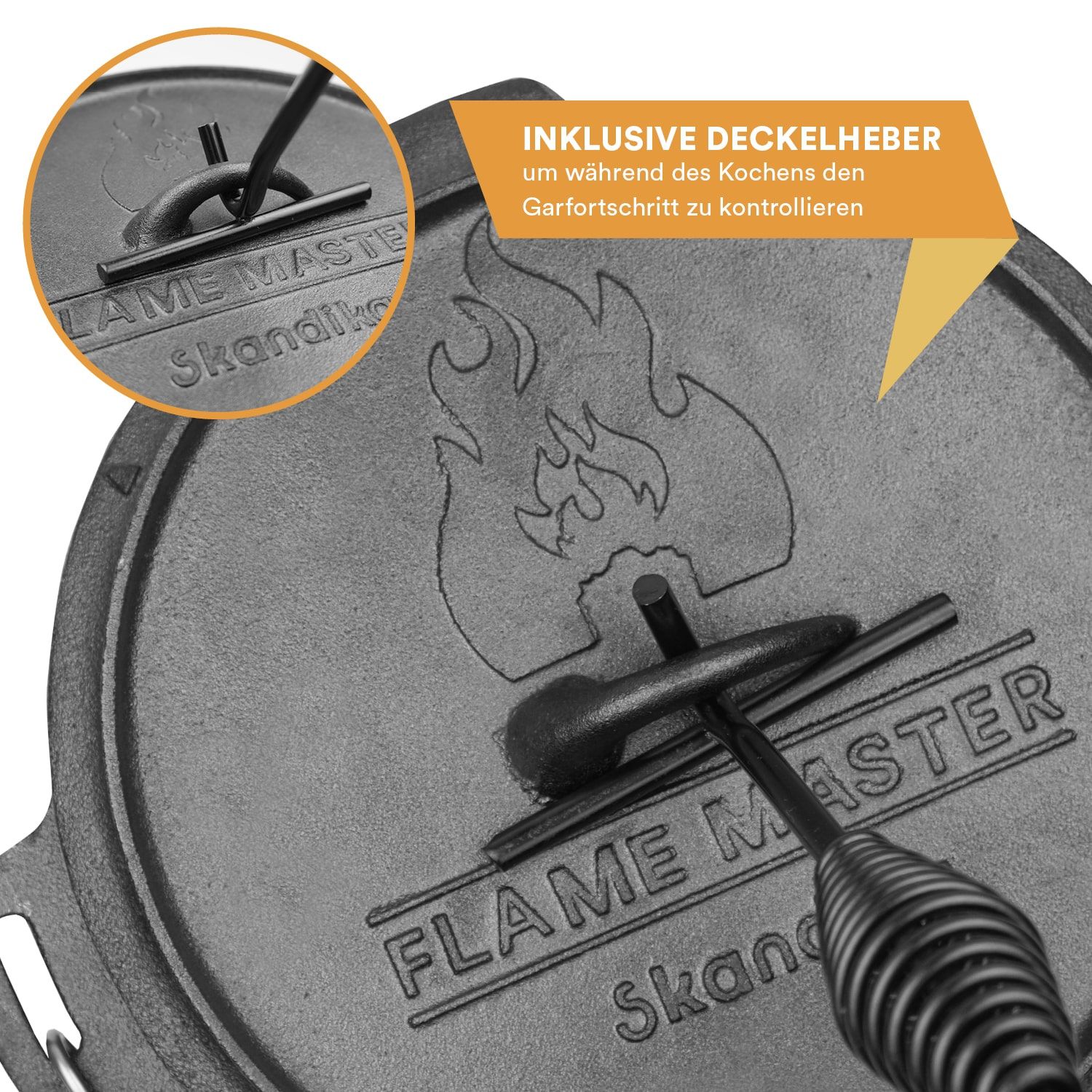 Skandika Dutch Oven Flame Master ohne Füße 13,8 Liter vollständiger Satz