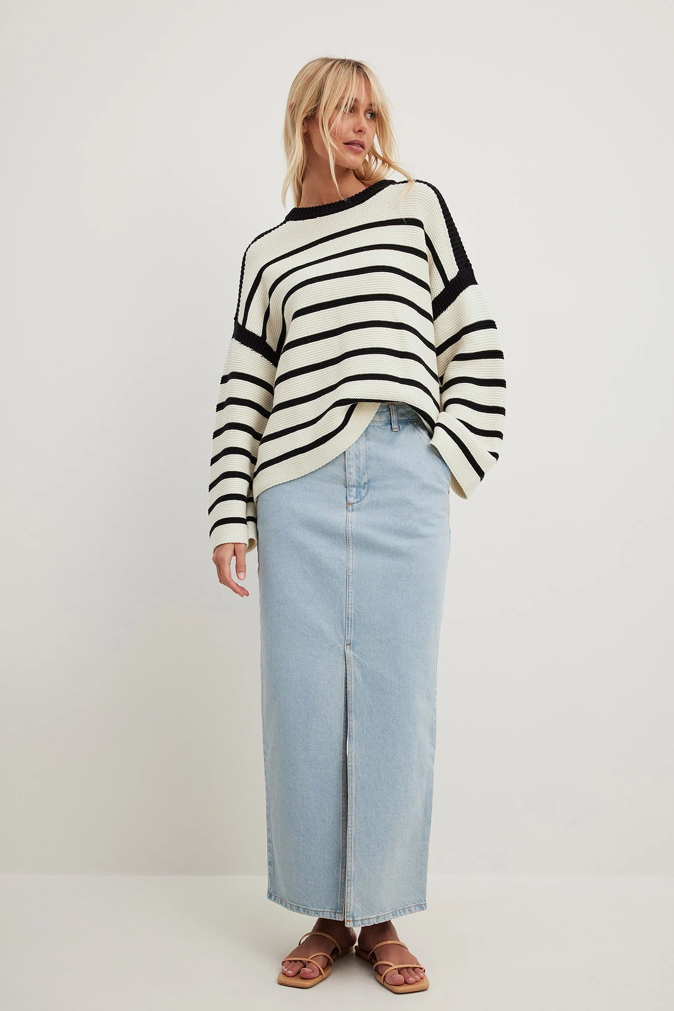 Gestreifter Oversized-Strickpullover