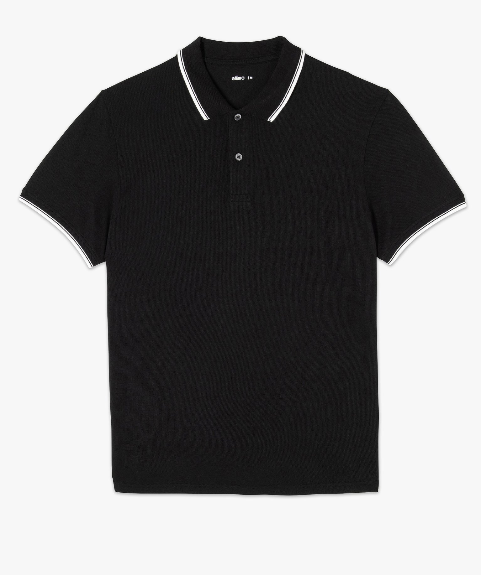 Polo homme à manches courtes et finitions contrastantes noir | GEMO