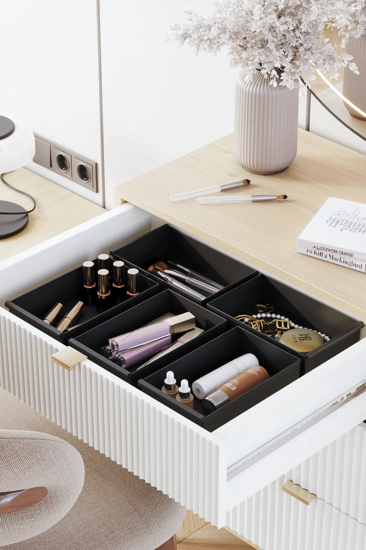 Pufwin Home  5-teiliges Schubladen-Set mit Kosmetik- und Make-up-Schmuckstücken sowie Mehrzweck-Organizer