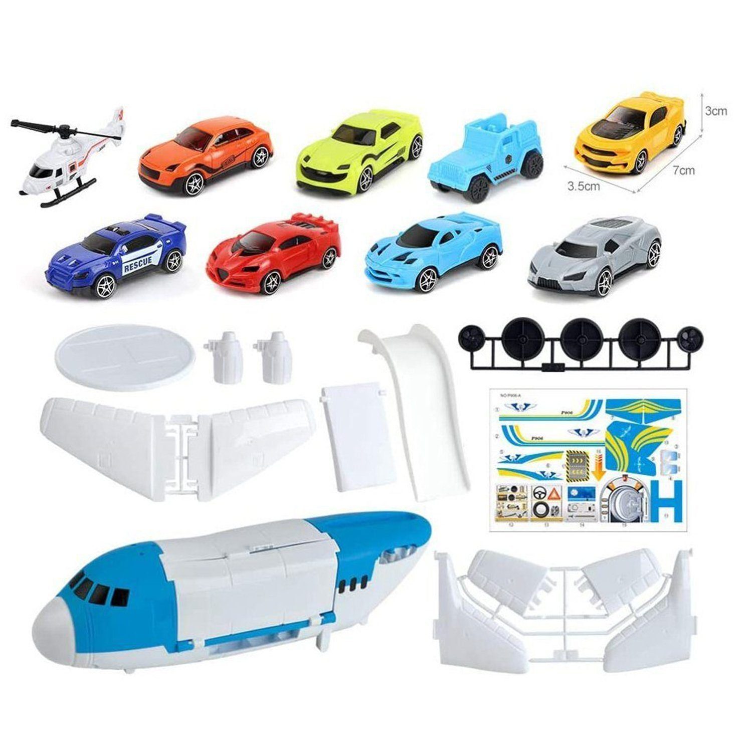 LBLA Spielzeug-Flugzeug Flugzeug-Set mit 9 Autos, Lernspielzeug für Kinder ab 3 Jahre, Transportflugzeug-Spielzeug-Set, Weihnachtsgeschenk