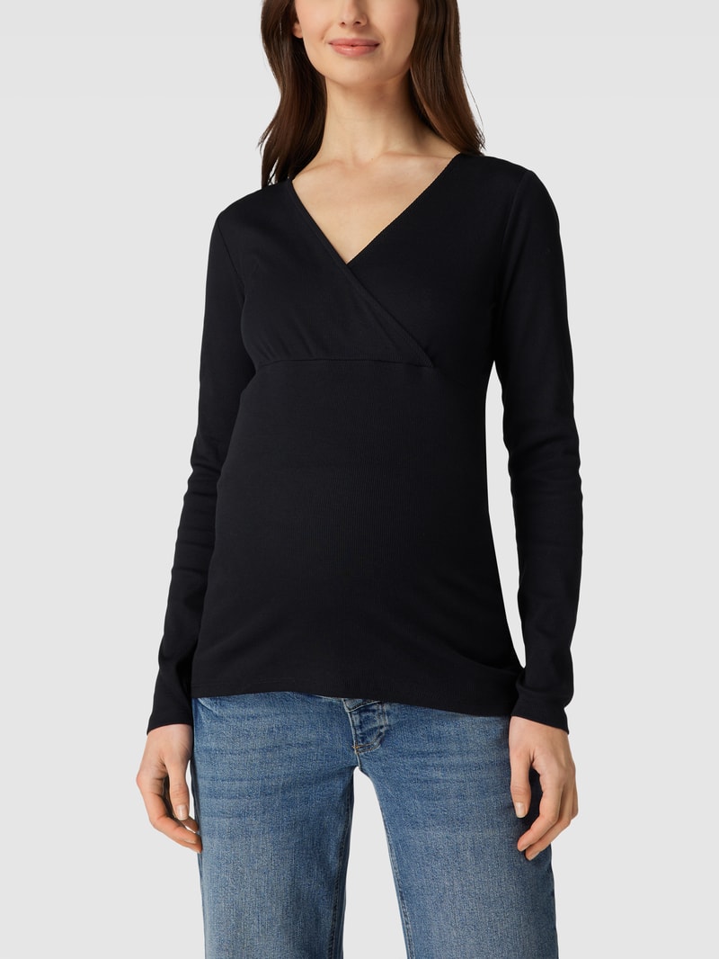 Umstands-Shirt in Ripp-Optik Modell 'ROSINA' in schwarz
