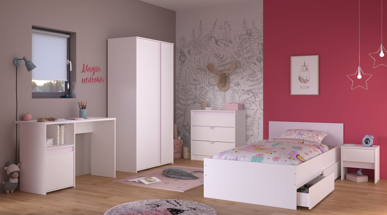 Parisot Kinderzimmer, 6-teilig, Pirouette 21 - Farbige Einsätze drehbar - Rosa oder Grau