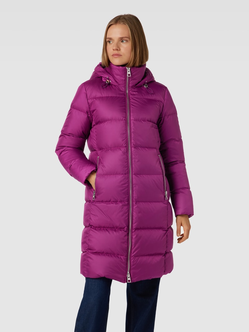 Daunenmantel mit Kapuze mit Tunnelzug in fuchsia