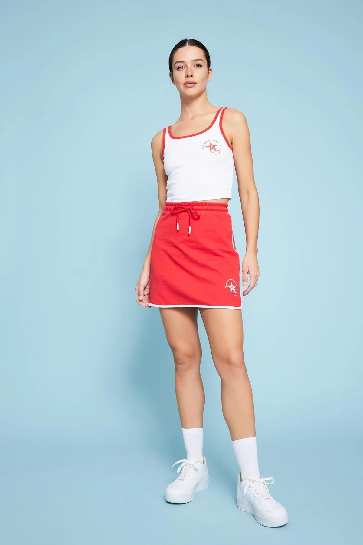 DeFacto  Fit Crop Bedrucktes Rundhals-Ripp-Shirt Athlete Cotton Athlete A6899ax23sm