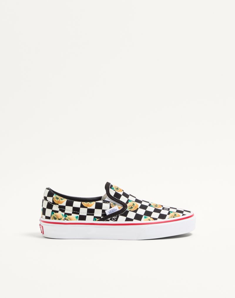Baskets slip-on Valentino Garavani et Vans en tissu imprimé Le Chat De La Maison et motif à damier VLogo.