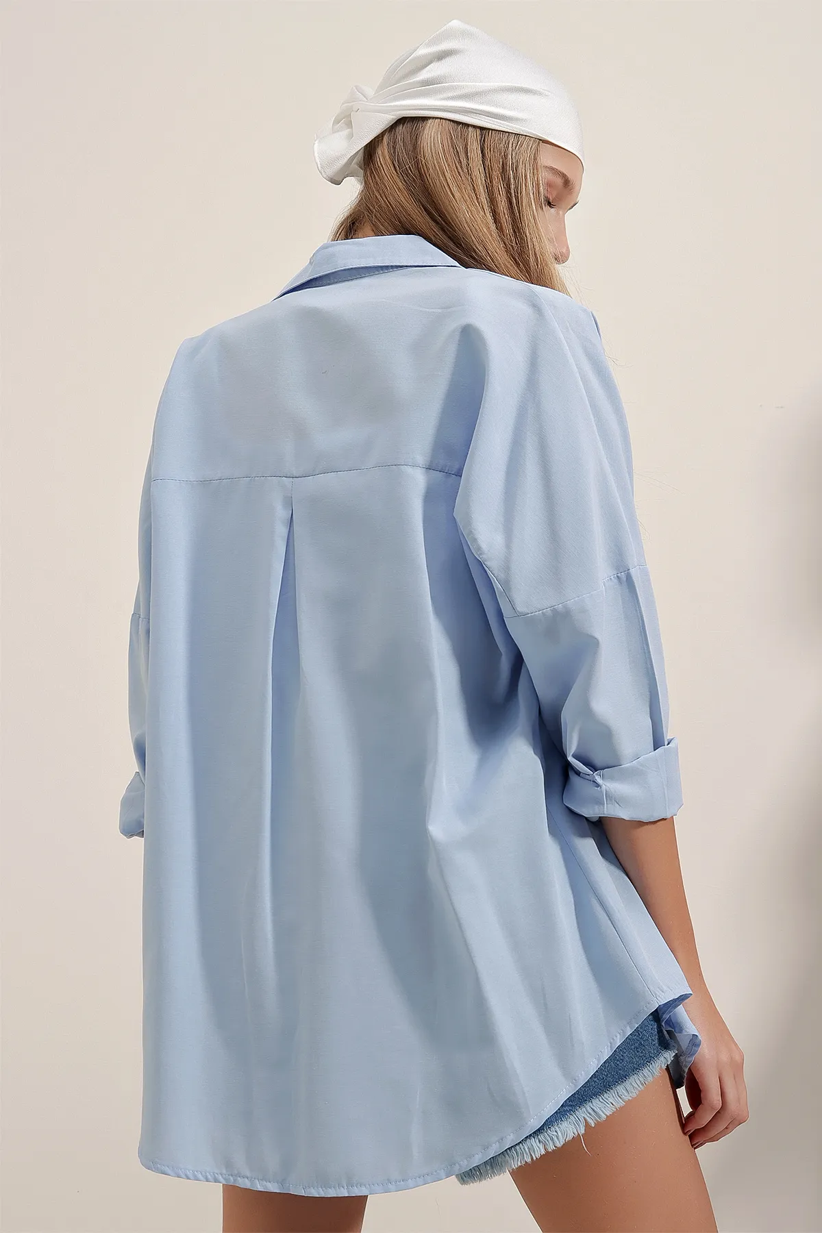 Bigdart  3900 Oversize-Lang-Basic-Hemd – Blau