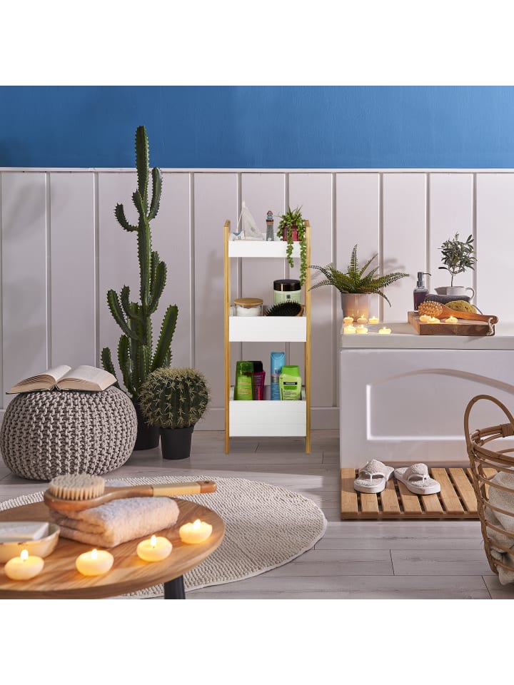 relaxdays Badregal in Natur/ Weiß - (B)28 x (H)74,5 x (T)20 cm günstig kaufen onesize