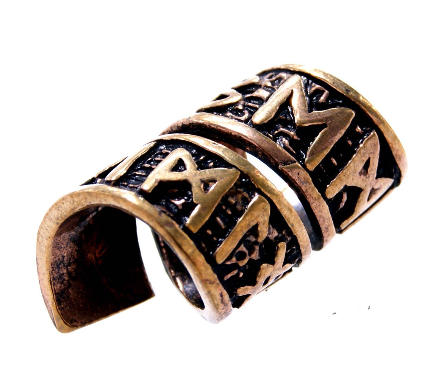 Kiss of Leather Bartbürste Bartperle Haarperle Bronze Runen Futhark Spirale Bartschmuck 8 mm