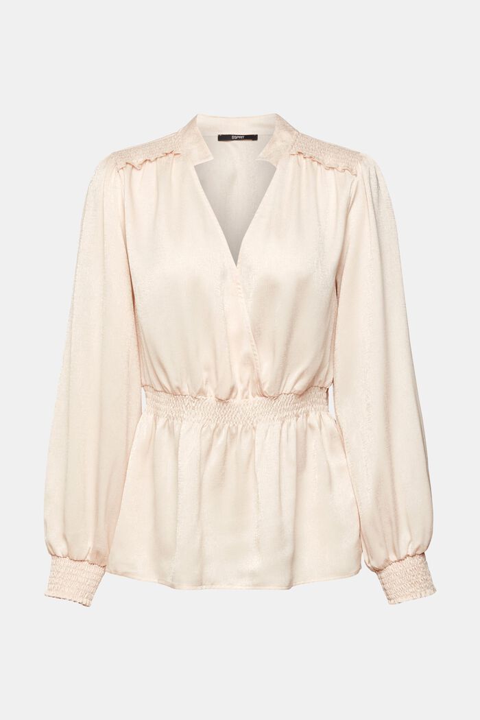 Strukturierte Bluse mit gesmokten Details