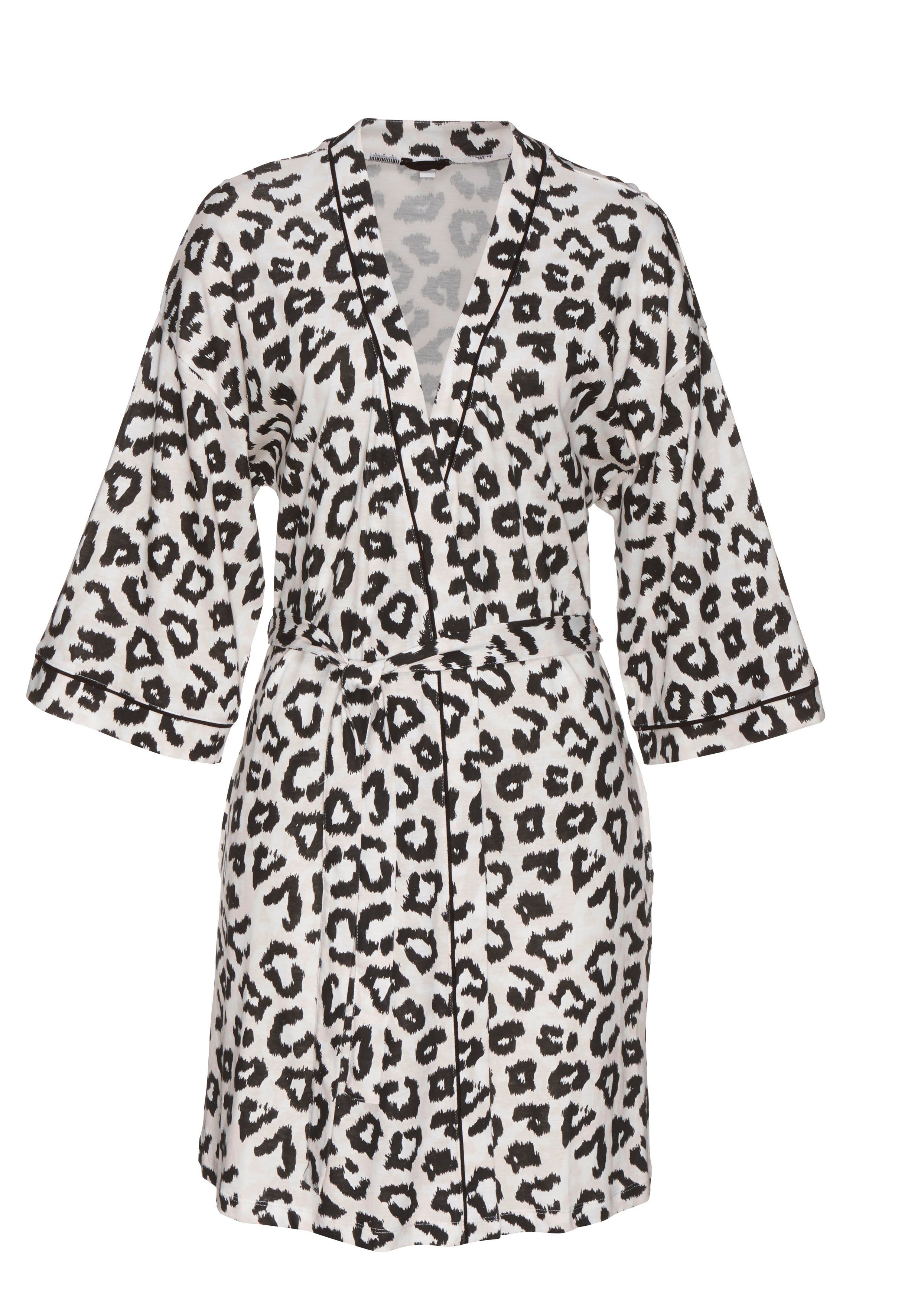 Vivance Dreams Kimono, Kurzform, Baumwoll-Mix, Kimono-Kragen, Gürtel, mit Kontrastpaspeln