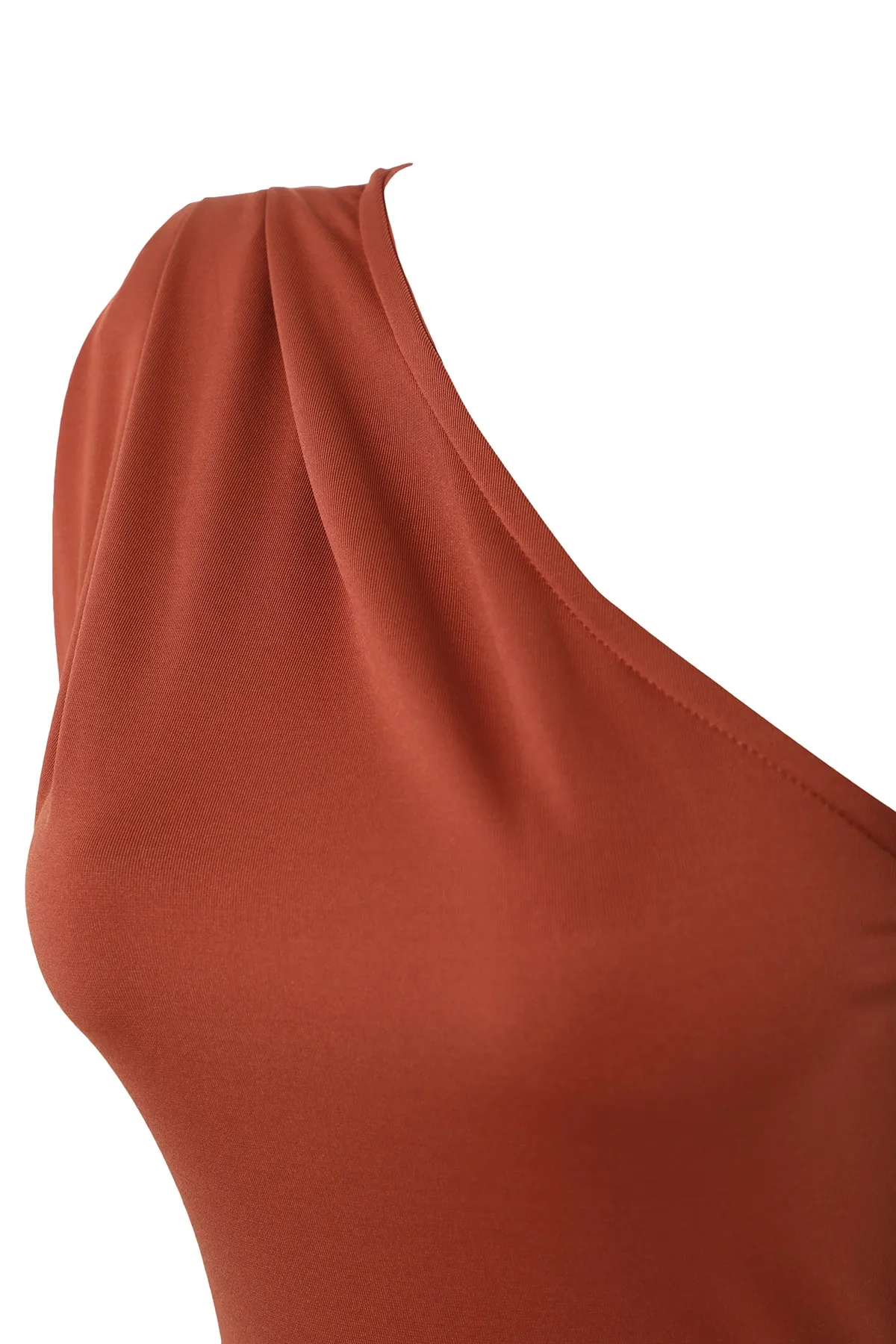 Trendyol Collection  Zimtfarbener, asymmetrischer Kragen, flexibler Strickbody mit Druckknöpfen von unten TWOSS22BD00014