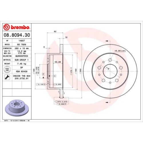 08.8094.30 BREMSSCHEIBE BREMBO HA  VP2 - ATU