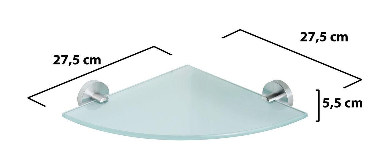 Weles AMARE Luxus Eck-Regal Glasablage Edelstahl, 27,5 x 27,5 x 5,5 cm