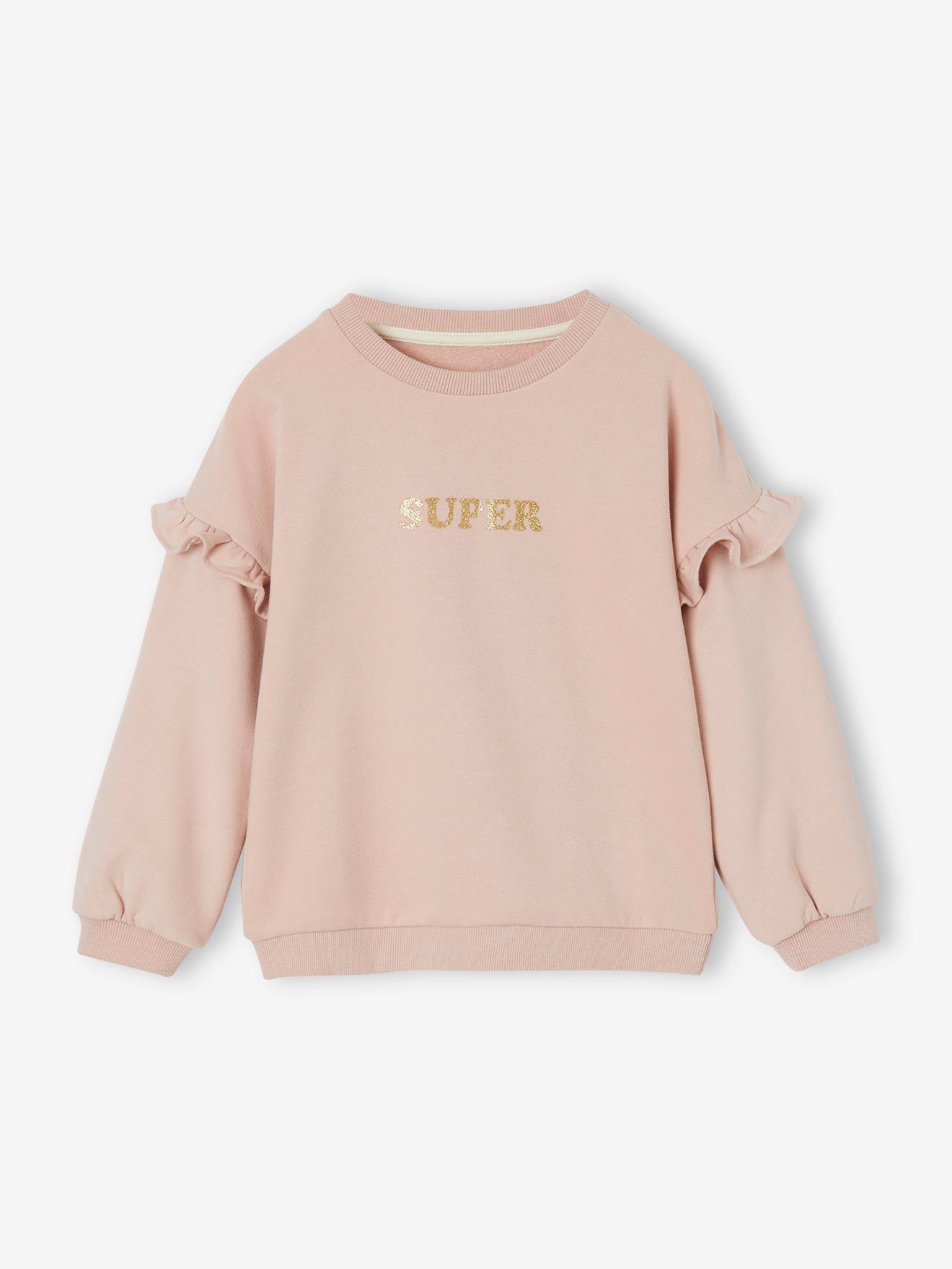 Vertbaudet Mädchen Sweatshirt SUPER mit Volants, personalisierbar Oeko-Tex - rost
