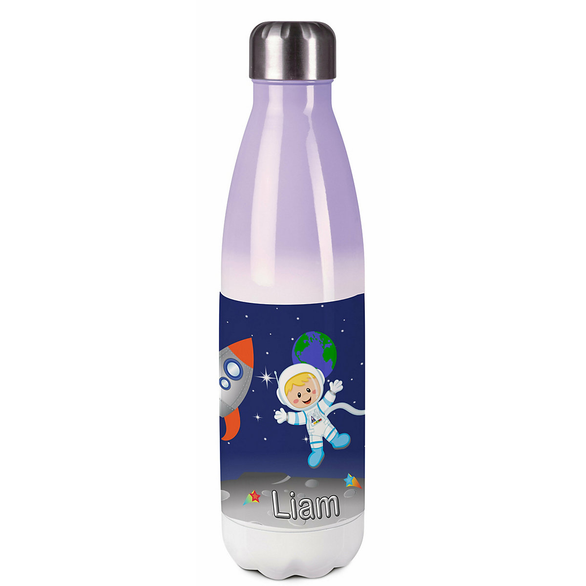 Edelstahl Kinder Thermoflasche / Trinkflasche bunt Weltall Spülmaschinenfest, Auslaufsicher, Bruchfest, Doppelwandig, Für Heißgetränke geeignet, Mit Deckel, Isoliert