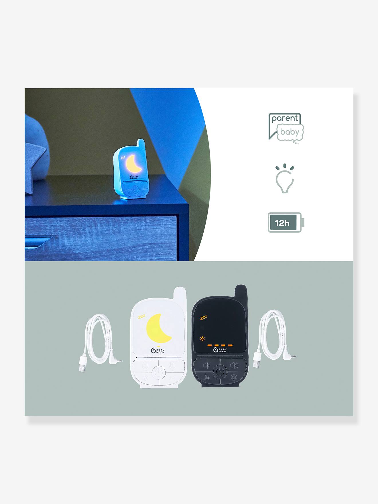 Ecoute-bébé BABYMOOV Handy Care noir blanc