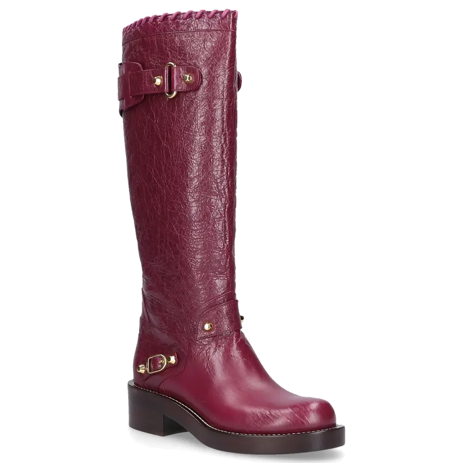 Balenciaga - Stiefel Rot Lammleder Metallverzierung Zierschnalle bordeaux - rot