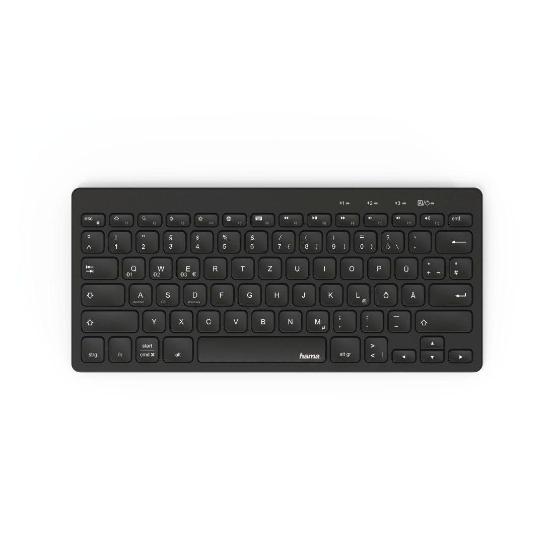 Hama Bluetooth Tastatur Tablet Smartphones mit Standfunktion Tastatur (Deutsche Tastatur (QWERTZ)