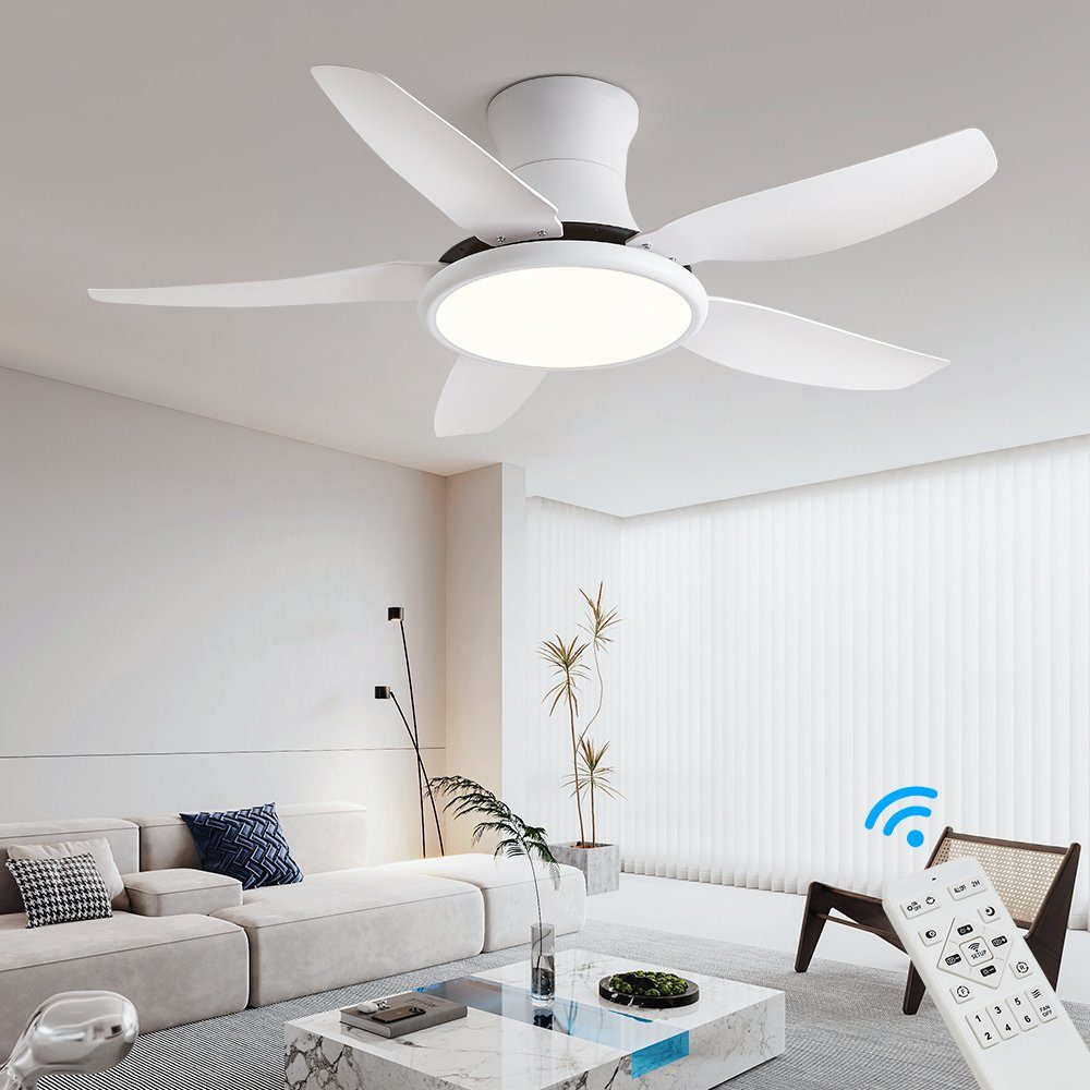 Euroton Deckenventilator Deckenventilator LED Beleuchtung 6 Geschwindigkeiten timer 2 Stunden
