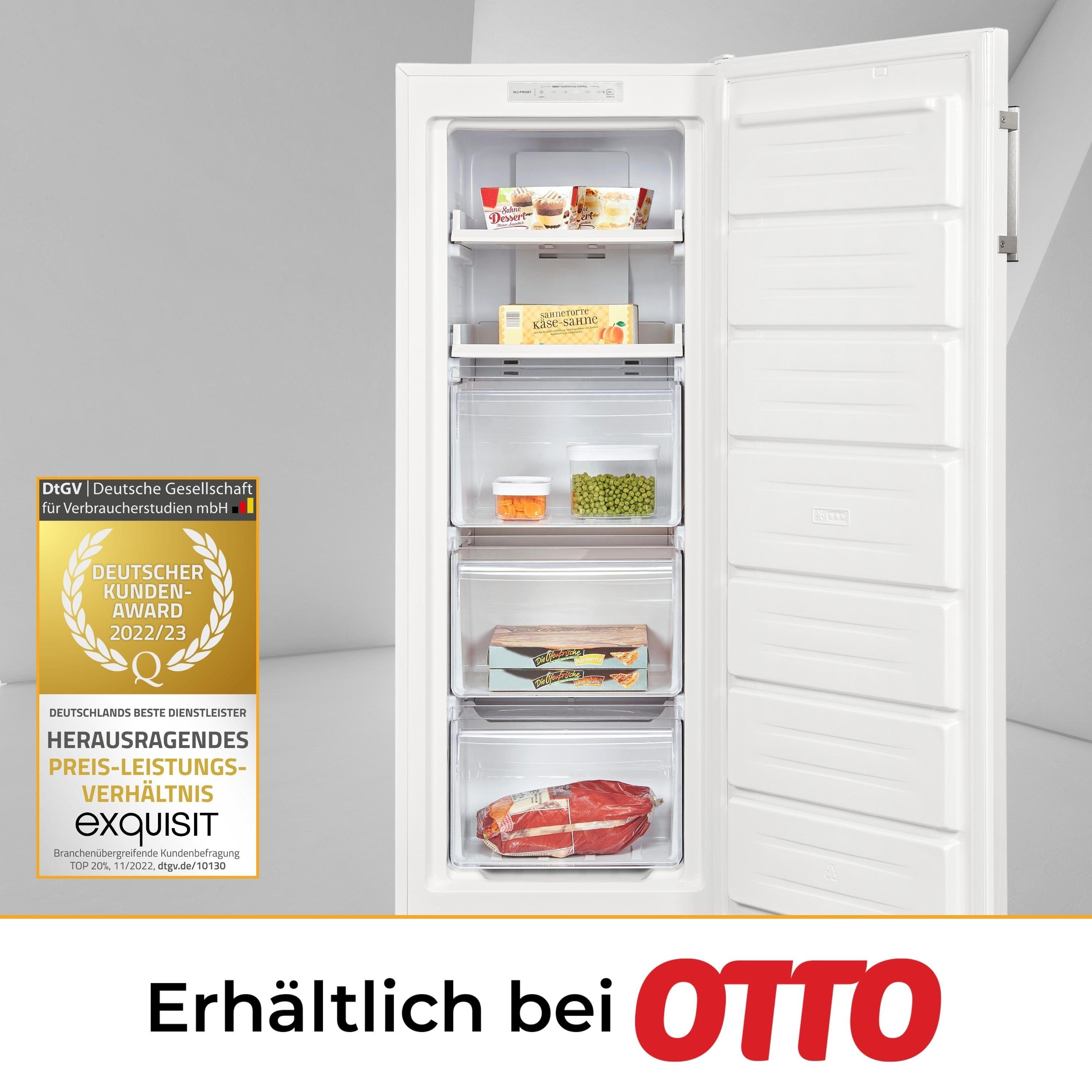 exquisit Gefrierschrank GS5231-NF-H-040D, 143 cm hoch, 54 cm breit, NoFrost, Schnellgefrieren, Umluftkühlung