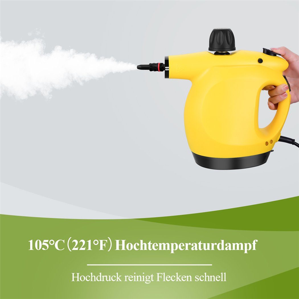 CkeyiN Dampfreiniger mit 450ml Wassertank, 3.2 bar, Mehrzweck-Dampfreinigungsgerät, 1250,00 W, mit 9 Zubehörteilen