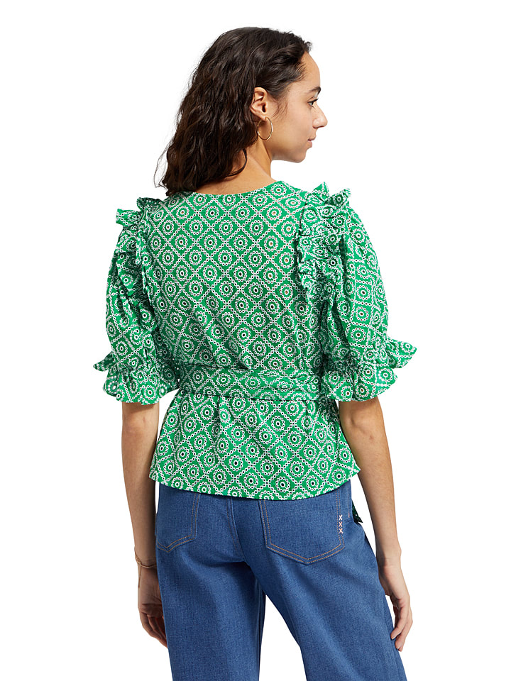 Scotch & Soda Bluse in Grün/ Weiß günstig kaufen