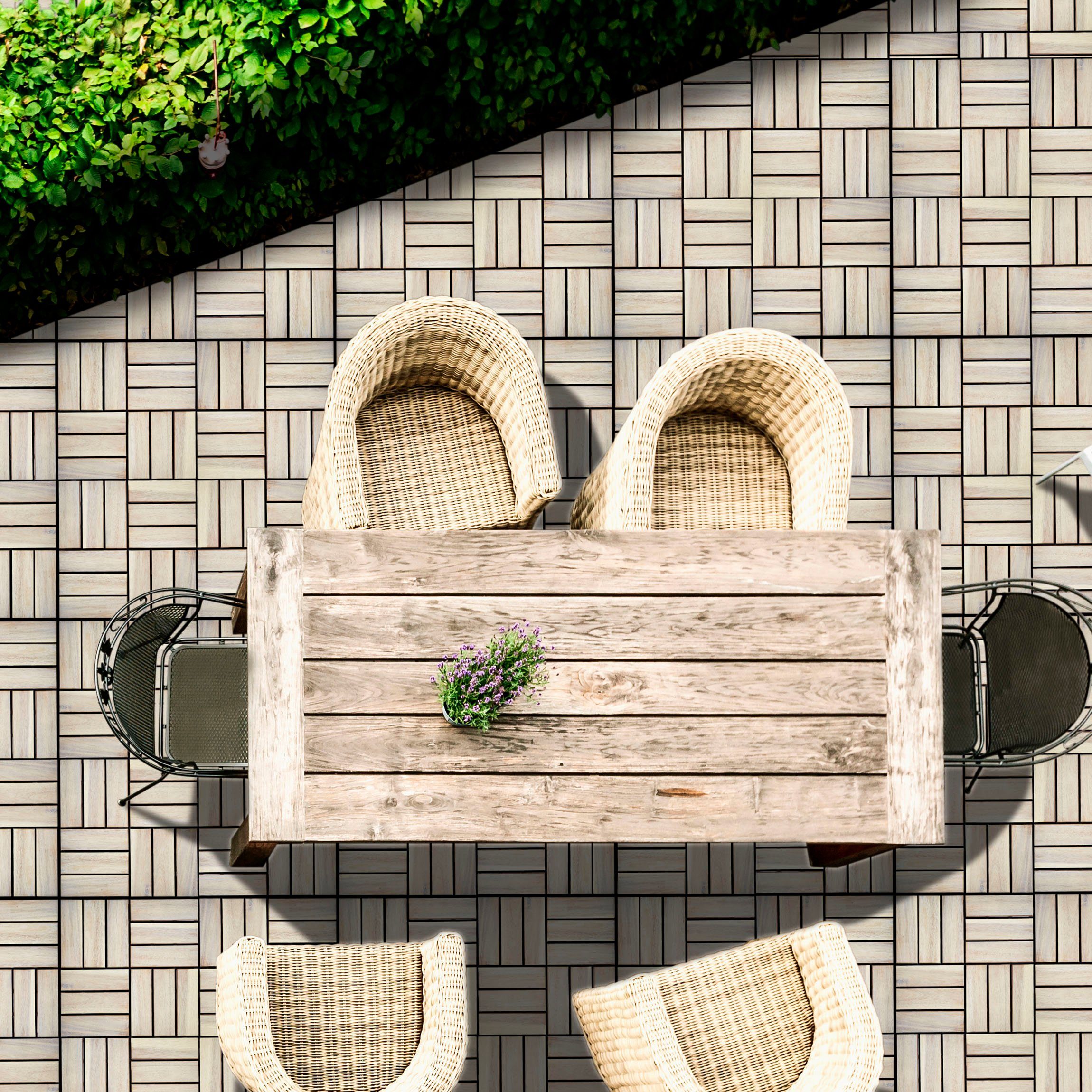 Gartenfreude Holzfliesen, Set, 10 St., 0,9 m², Akazienholz, wetterfest, mit Klickfunktion
