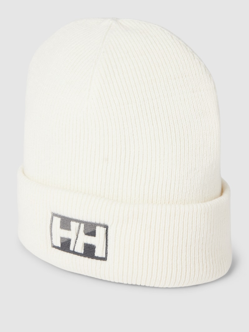 Beanie mit Logo-Stitching in offwhite