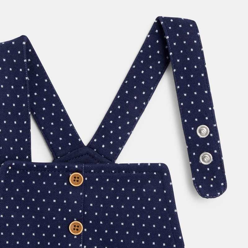 Salopette courte à pois bleue bébé fille