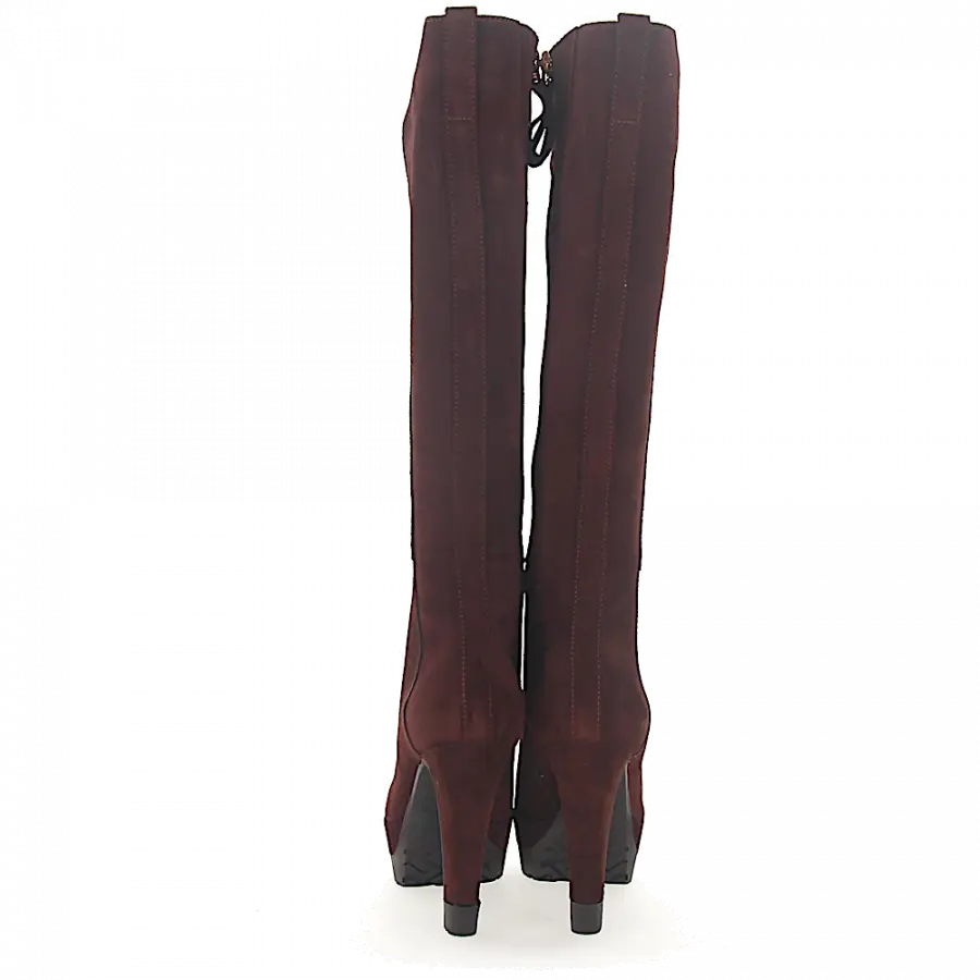 Sergio Rossi - Stiefel Veloursleder Kontrastnaht braun - braun