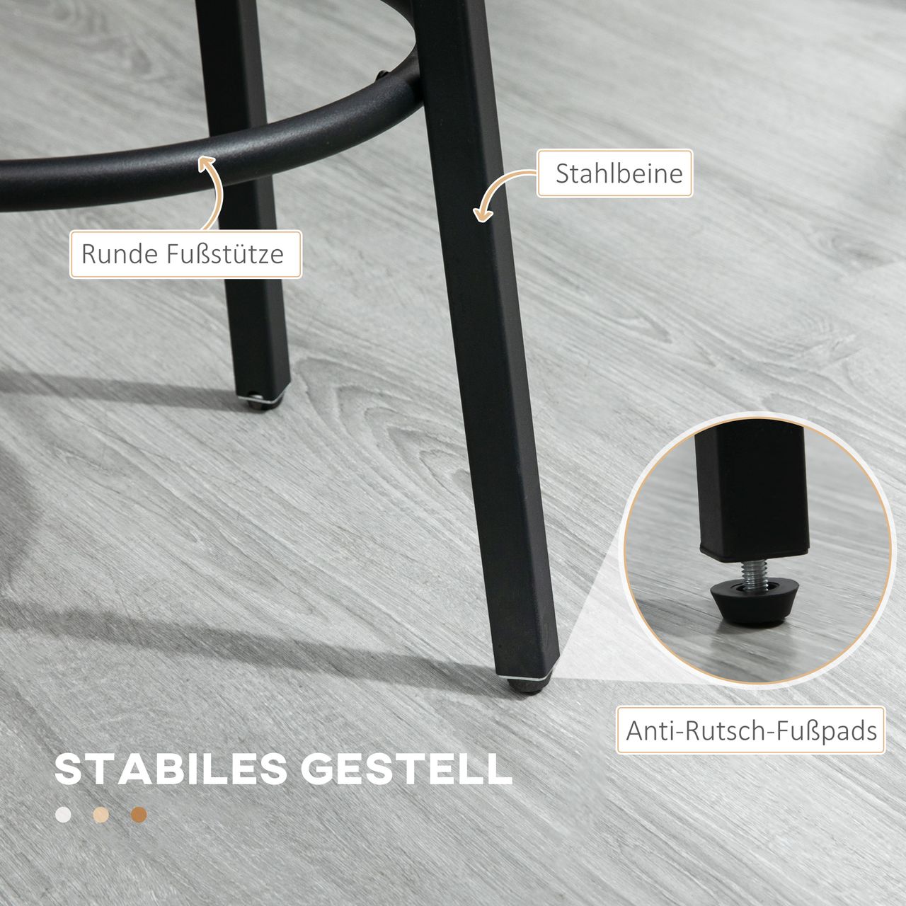 HOMCOM Barhocker, 2er-Set Barstühle mit Fußstütze, Tresenhocker mit Stahlgestell