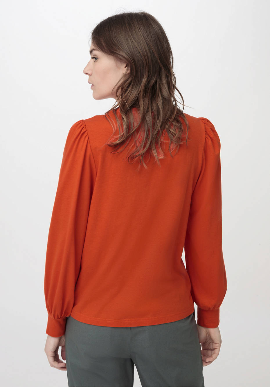 Jersey-Bluse aus Bio-Baumwolle mit Bio-Merinowolle