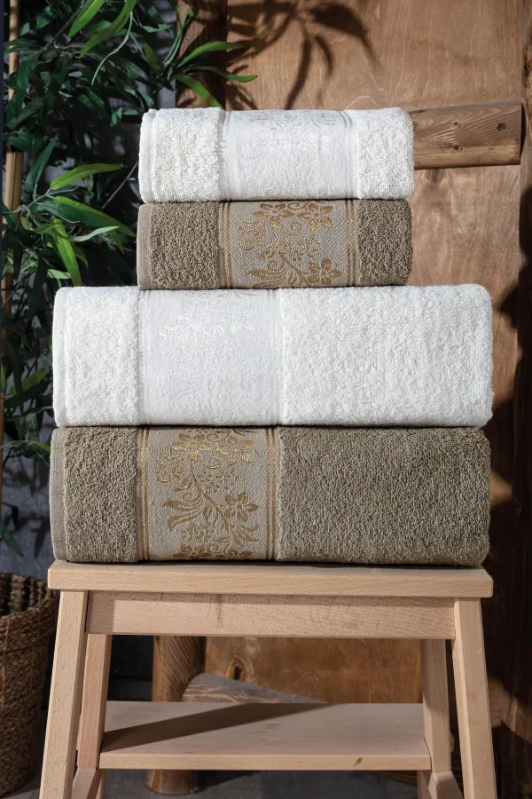 Güvenal  Lara Boxed 4-teilige Badetücher | Handtuch-Set | Handtuch | Handtuchset I Türkisches Badeset I Mitgifthandtuch