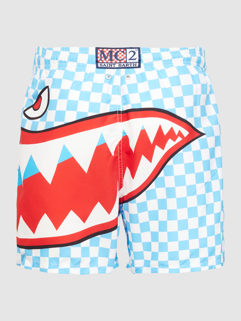 Badehose mit Allover-Muster Modell 'GUSTAVIA' in blau