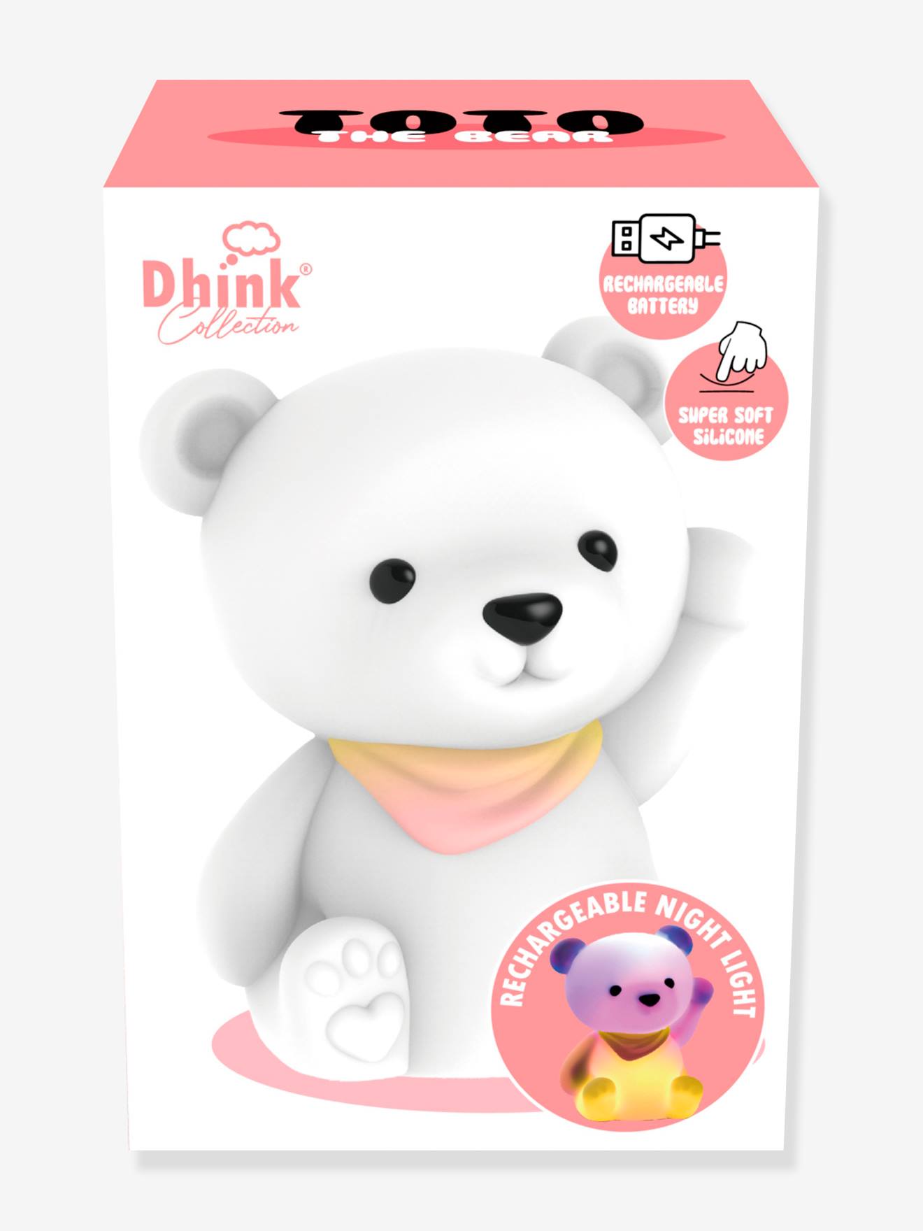 Softes Kinderzimmer Akku-Nachtlicht Teddy TOTO DHINK - weiß